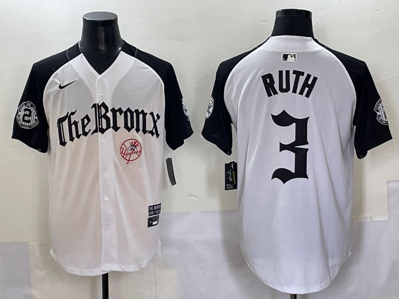 Men 2025 New York Yankees #3 Ruth White black Five generations Joint Name Nike MLB Jersey style 56